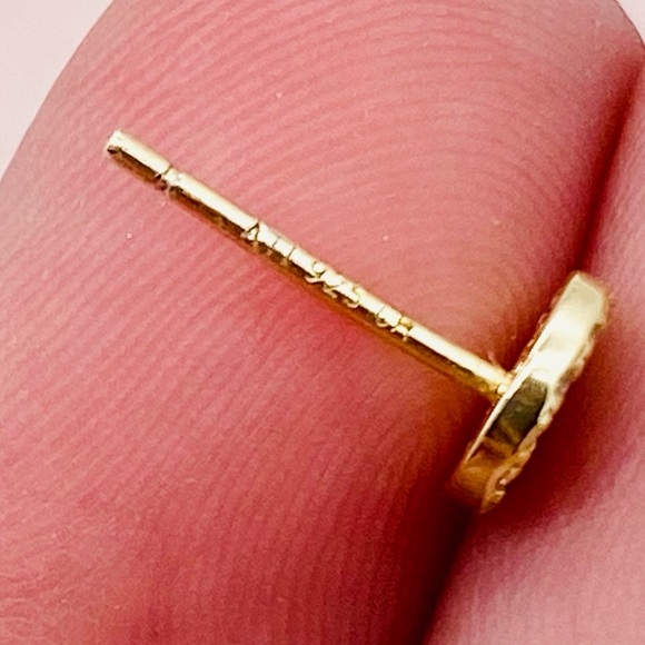 EUC Gold Plated CZ Disc Stud Earrings - Picture 13 of 15